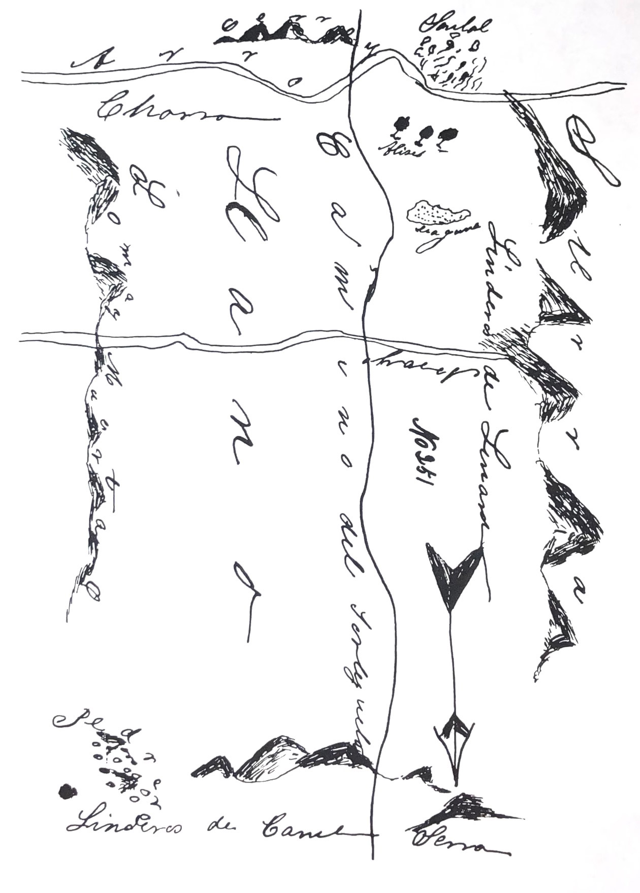 Hand-drawn map from 1841 - Guadalupe Cantua